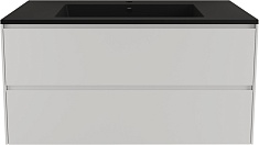 Style Line Тумба с кварцевой раковиной антрацит Лима 100 Plus подвесная эмаль белая матовая